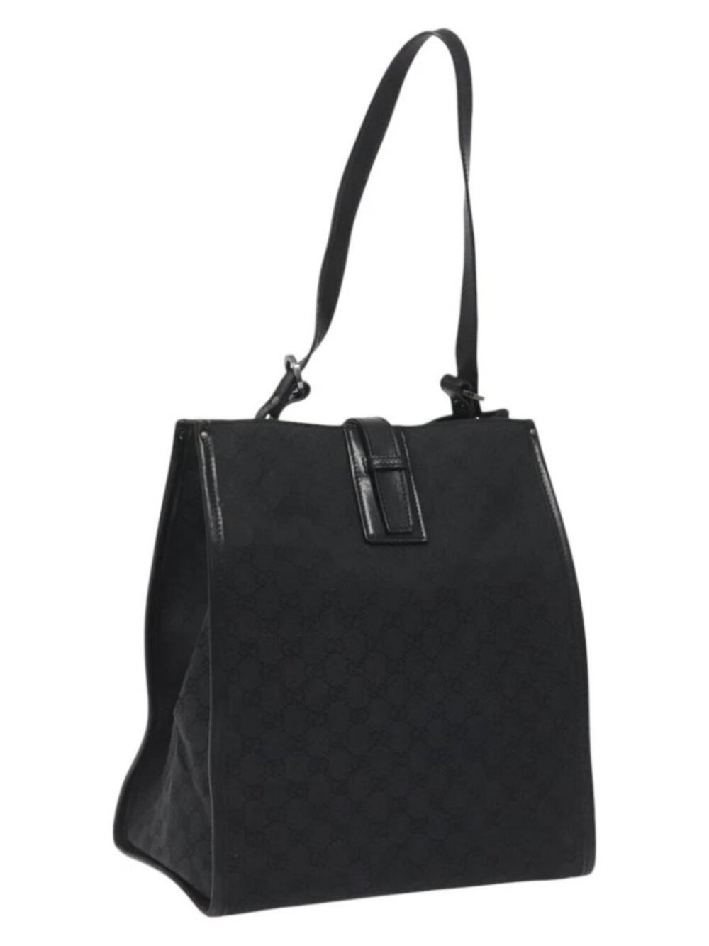 GUCCI GG Canvas Tote Bag Black Silver 109101 Auth nb119 - Picture 2 of 16